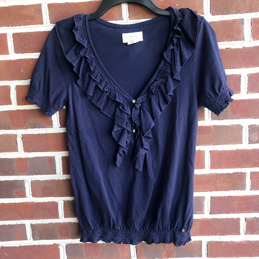Denim and Supply Navy blue shirt with ruffles